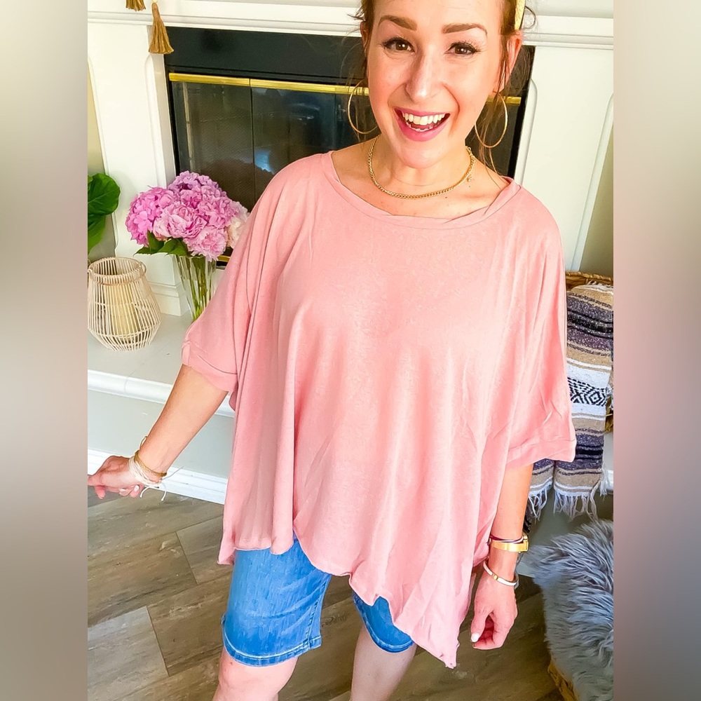 Umgee Baby Pink Half Sleeve Top